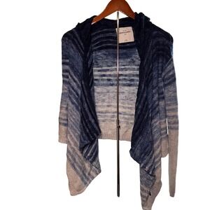Abercrombie Kids Blue Ombre Striped Knit Hooded Cardigan Sweater L/XL